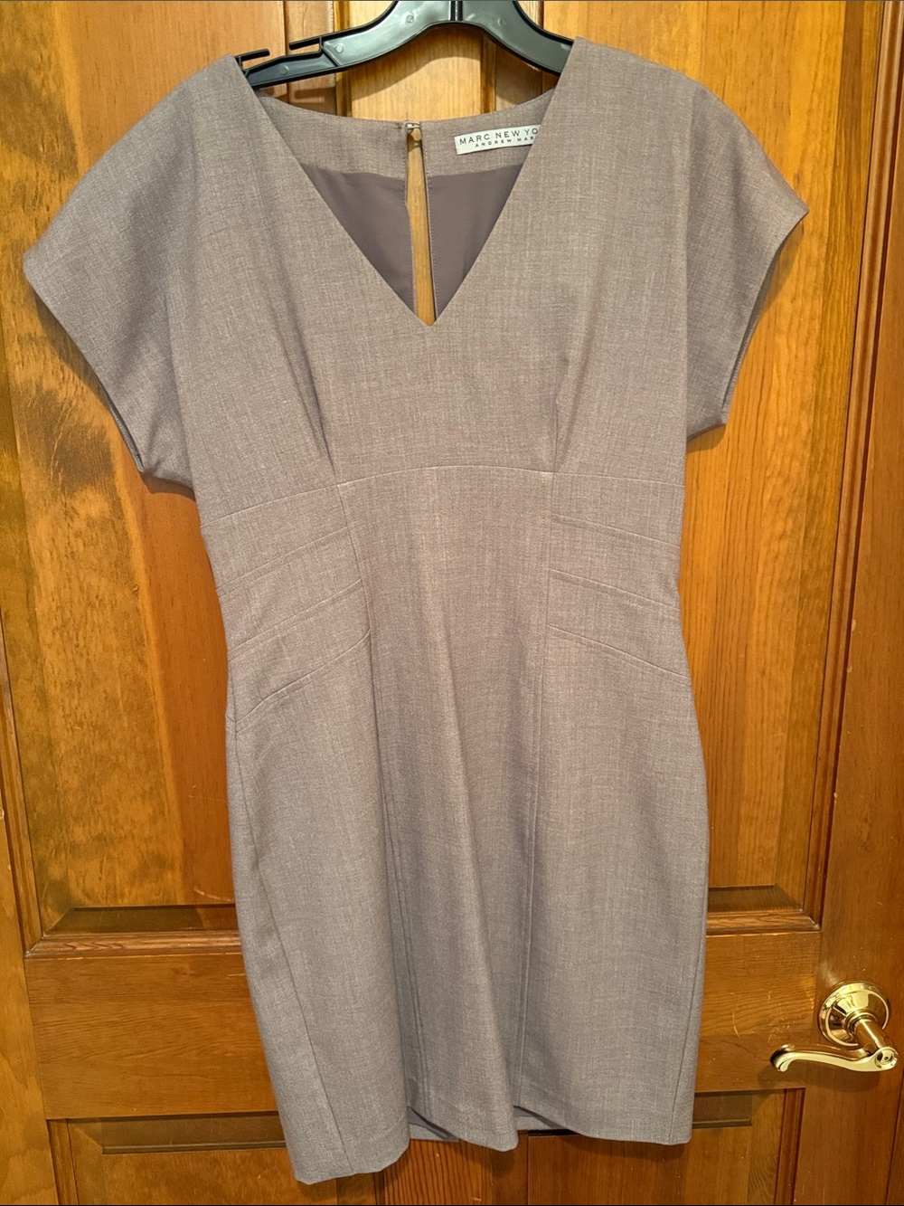 Marc New York Taupe V-Neck Sheath Dress